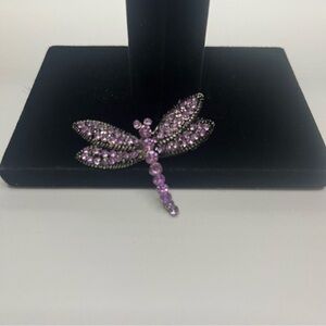 rhinestone dragonfly brooch, with pink and purple rhinestones.